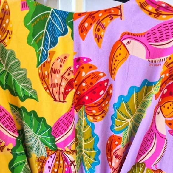 Farm Rio Women’s Mixed Beaks & Bananas Maxi Wrap Dress Size LARGE - Picture 6 of 10